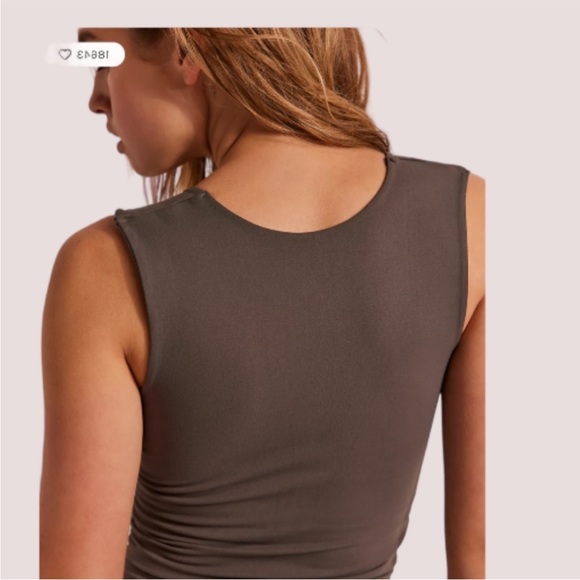 NWT Free People Clean Lines Muscle Cami Charcoal Dark Gray Size M/L (8-14) - Picture 3 of 7